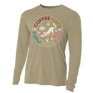 Coffee Cats And Yoga Mats Funny Cats And Yoga Lover Cooling Performance Long Sleeve Crew