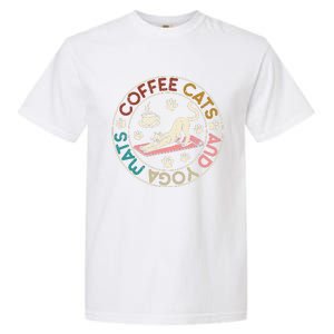 Coffee Cats And Yoga Mats Funny Cats And Yoga Lover Garment-Dyed Heavyweight T-Shirt