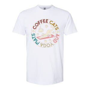 Coffee Cats And Yoga Mats Funny Cats And Yoga Lover Softstyle CVC T-Shirt