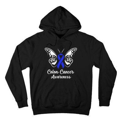 Colon Cancer Awareness Colorectal Cancer Blue Butterfly Hoodie