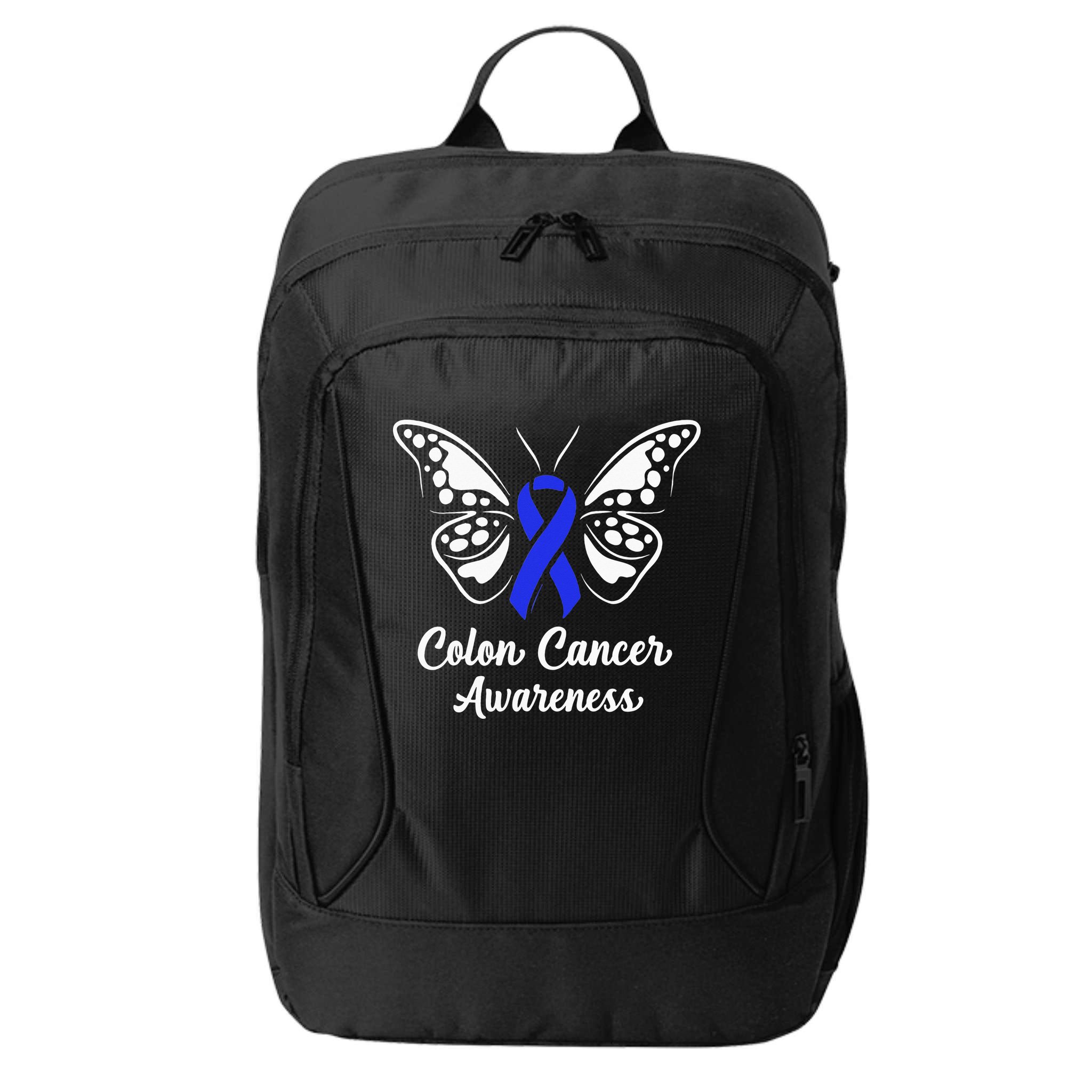 Colon Cancer Awareness Colorectal Cancer Blue Butterfly City Backpack