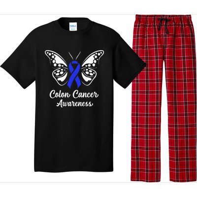 Colon Cancer Awareness Colorectal Cancer Blue Butterfly Pajama Set