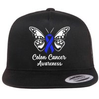 Colon Cancer Awareness Colorectal Cancer Blue Butterfly Flatbill Hat