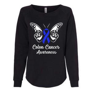 Colon Cancer Awareness Colorectal Cancer Blue Butterfly Womens California Wash Sweatshirt