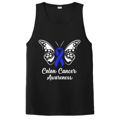 Colon Cancer Awareness Colorectal Cancer Blue Butterfly PosiCharge Competitor Tank