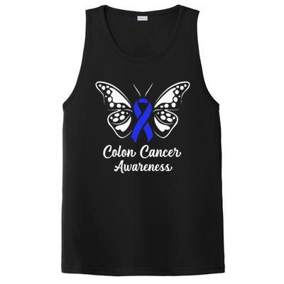 Colon Cancer Awareness Colorectal Cancer Blue Butterfly PosiCharge Competitor Tank