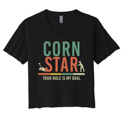 Cool Cornhole Art Corn Hole Bag Toss Tournament Women's Crop Top Tee