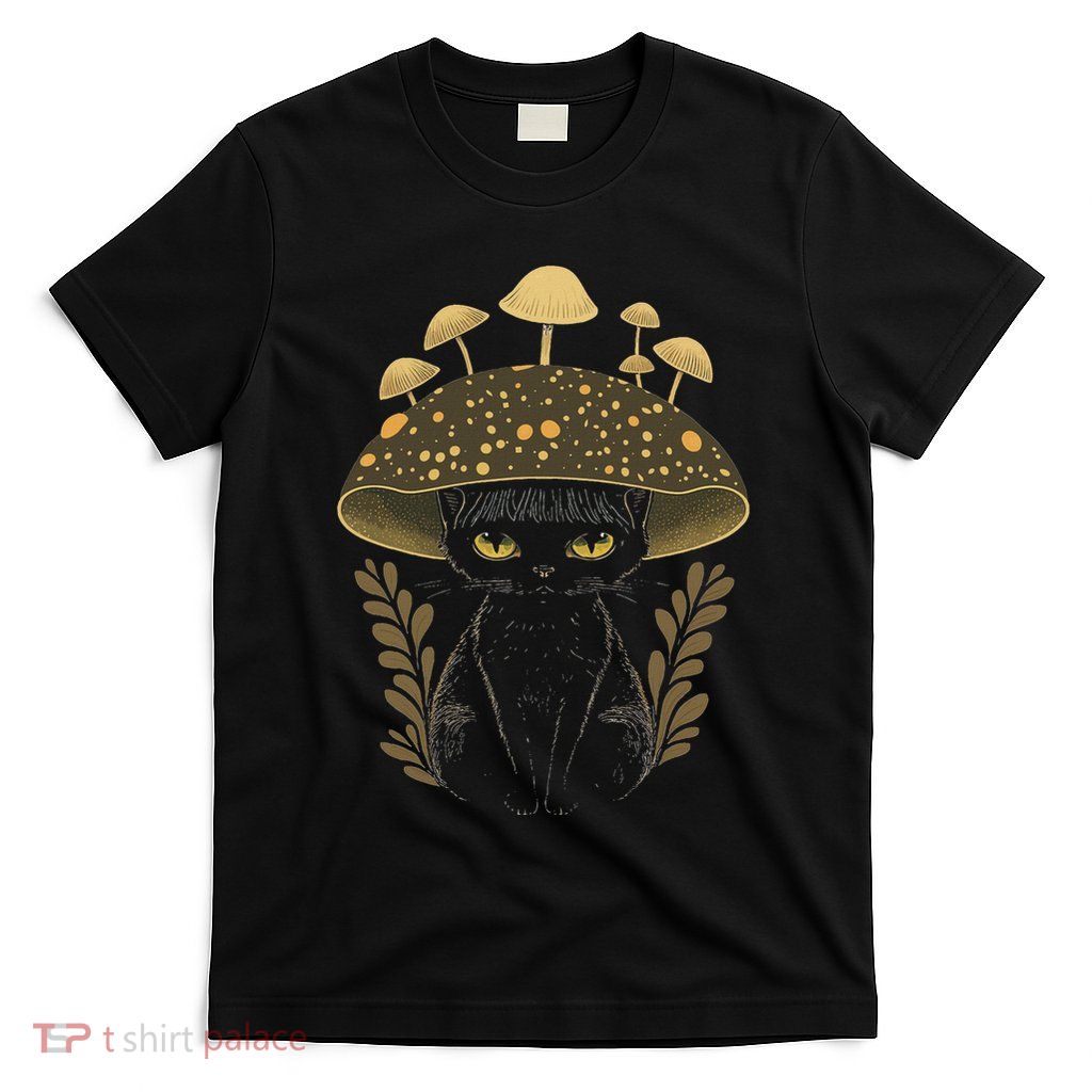 Cute Cottagecore Aesthetic Cat Mushroom Women T-Shirt