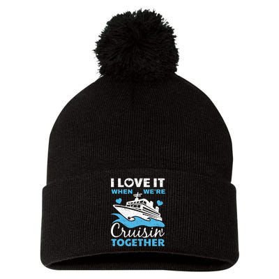 Cool Cruise Art Cruise Ship Couple Family Vacation Pom Pom 12in Knit Beanie