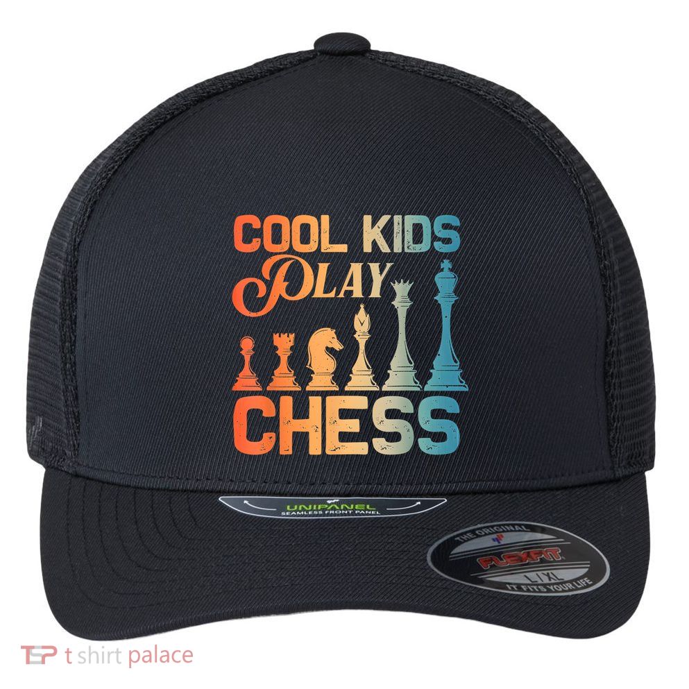 Cool Chess Art Chess Lover Chess Player Flexfit Unipanel Trucker Cap