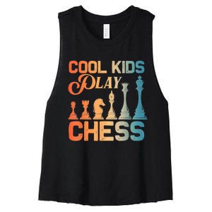 Cool Chess Art Chess Lover Chess Player Women's Racerback Cropped Tank