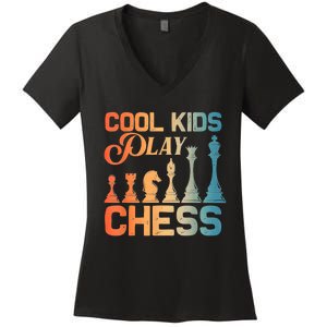 Cool Chess Art Chess Lover Chess Player Women's V-Neck T-Shirt