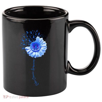 Colon Cancer Awareness Flower Survivor Fighter 11oz C Handle Ceramic Mug