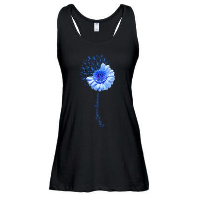 Colon Cancer Awareness Flower Survivor Fighter Ladies Essential Flowy Tank