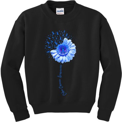 Colon Cancer Awareness Flower Survivor Fighter Kids Sweatshirt