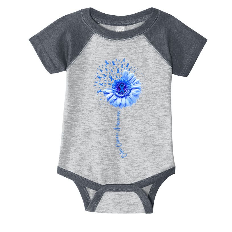 Colon Cancer Awareness Flower Survivor Fighter Infant Baby Jersey Bodysuit