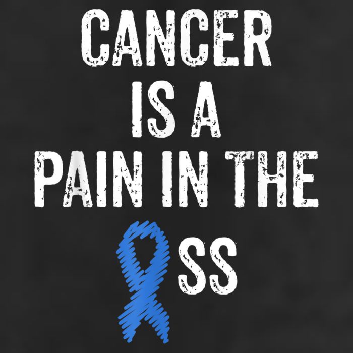 Colon Cancer Awareness Colonoscopy Pain In The Ass Funny 7 Panel Mesh Trucker Snapback Hat