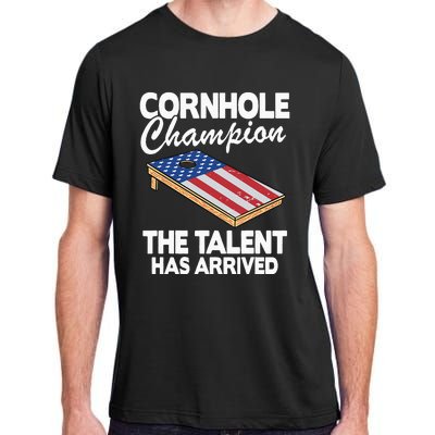 Cornhole Champion American Flag Board Funny Cornhole Adult ChromaSoft Performance T-Shirt