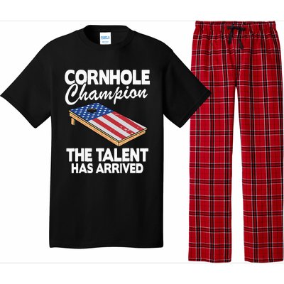 Cornhole Champion American Flag Board Funny Cornhole Pajama Set