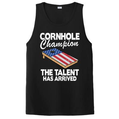 Cornhole Champion American Flag Board Funny Cornhole PosiCharge Competitor Tank