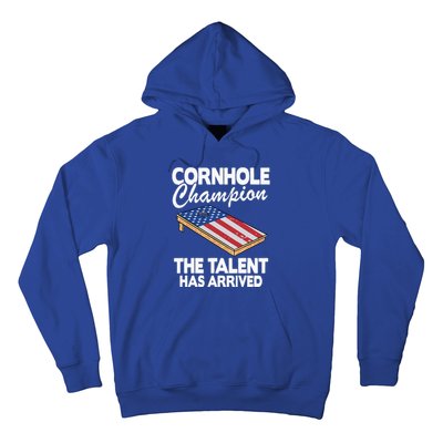 Cornhole Champion American Flag Board Funny Cornhole Hoodie