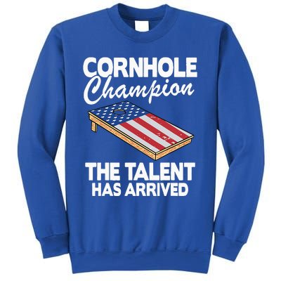 Cornhole Champion American Flag Board Funny Cornhole Sweatshirt