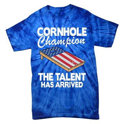 Cornhole Champion American Flag Board Funny Cornhole Tie-Dye T-Shirt