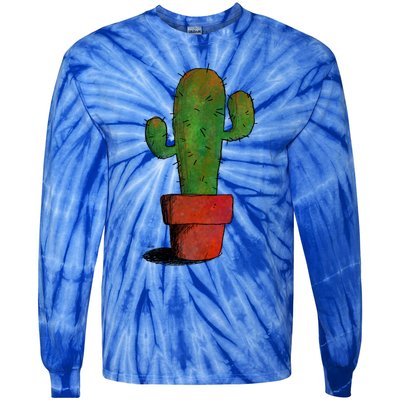 Cool Cactus Art Cacti Succulent Saguaro Gift Tie-Dye Long Sleeve Shirt