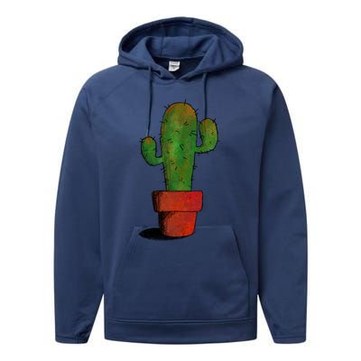 Cool Cactus Art Cacti Succulent Saguaro Gift Performance Fleece Hoodie