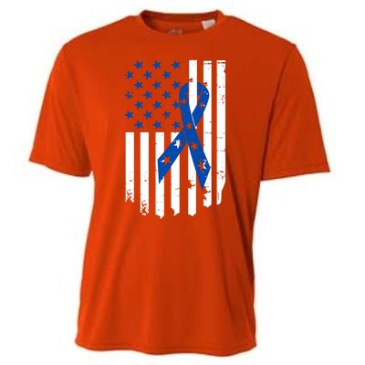 Colon Cancer Awareness Flag Cooling Performance Crew T-Shirt