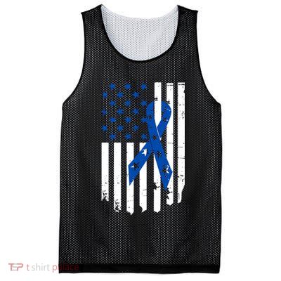 Colon Cancer Awareness Flag Mesh Reversible Basketball Jersey Tank