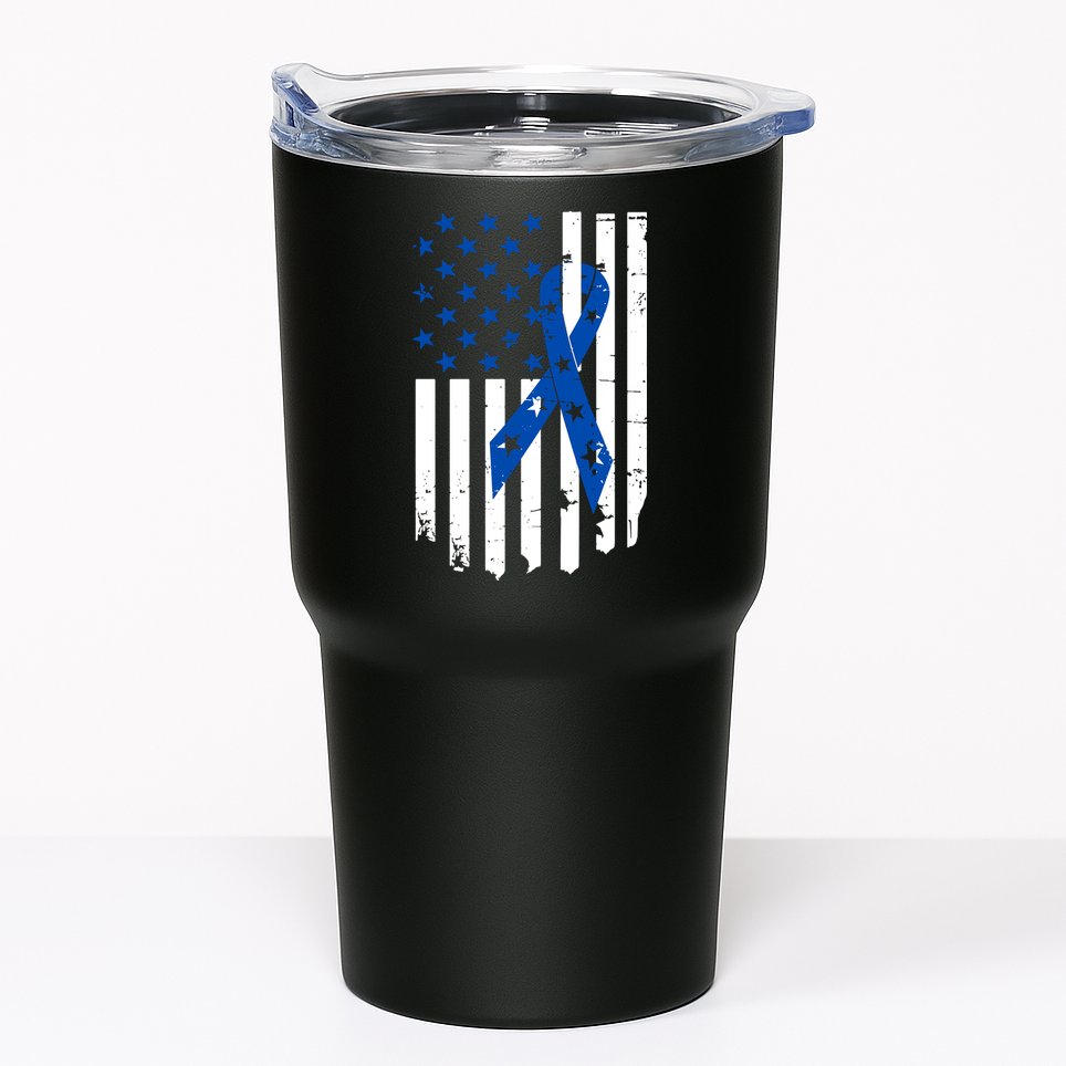 Colon Cancer Awareness Flag Tumbler