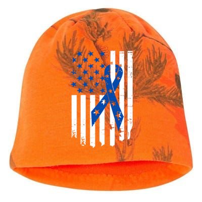 Colon Cancer Awareness Flag Kati - Camo Knit Beanie