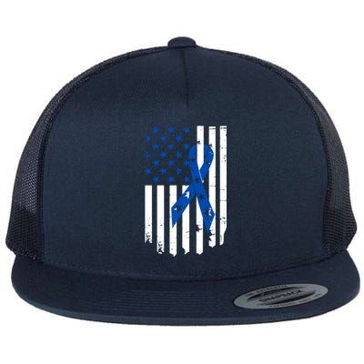 Colon Cancer Awareness Flag Flat Bill Trucker Hat