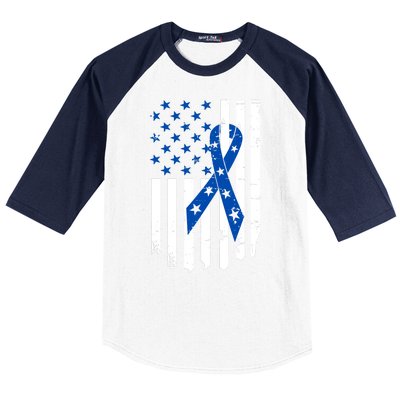 Colon Cancer Awareness Flag Baseball Sleeve Shirt