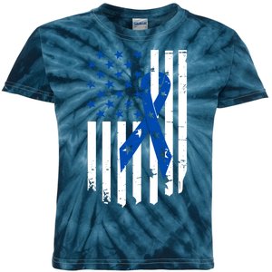 Colon Cancer Awareness Flag Kids Tie-Dye T-Shirt