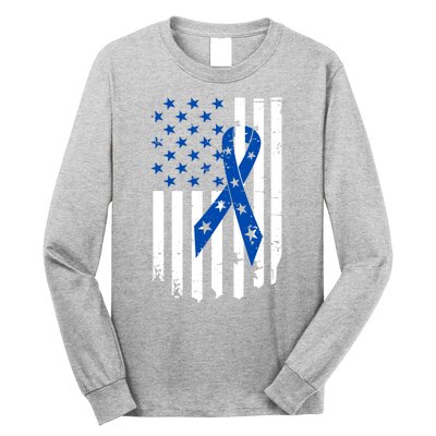 Colon Cancer Awareness Flag Long Sleeve Shirt