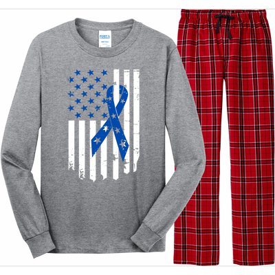 Colon Cancer Awareness Flag Long Sleeve Pajama Set