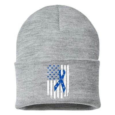 Colon Cancer Awareness Flag Sustainable Knit Beanie