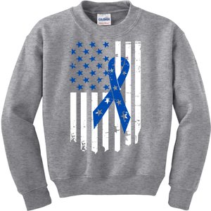 Colon Cancer Awareness Flag Kids Sweatshirt