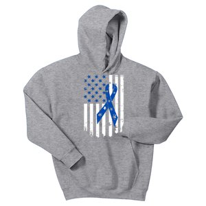 Colon Cancer Awareness Flag Kids Hoodie