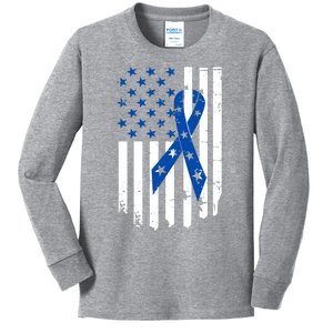 Colon Cancer Awareness Flag Kids Long Sleeve Shirt