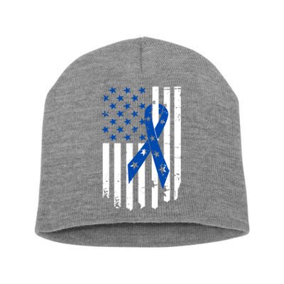 Colon Cancer Awareness Flag Short Acrylic Beanie