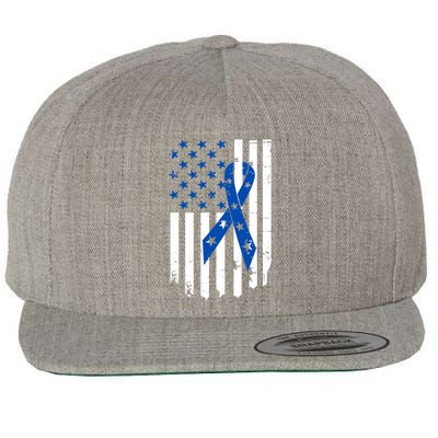 Colon Cancer Awareness Flag Wool Snapback Cap