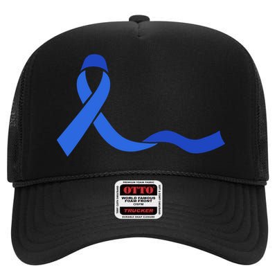 Colon Cancer Awareness Ribbon High Crown Mesh Back Trucker Hat