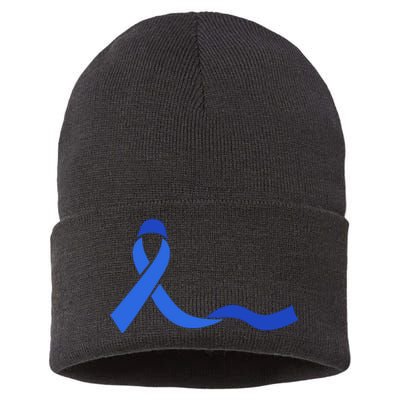 Colon Cancer Awareness Ribbon Sustainable Knit Beanie