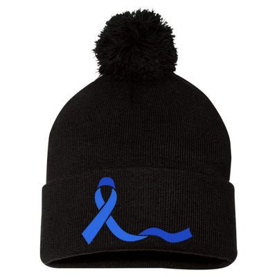 Colon Cancer Awareness Ribbon Pom Pom 12in Knit Beanie