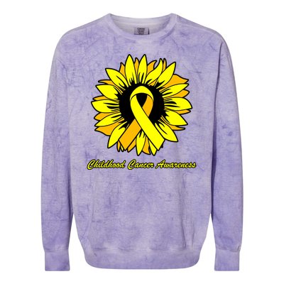 Childhood Cancer Awareness Sunflower Ribbon Colorblast Crewneck Sweatshirt