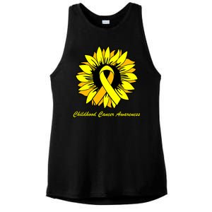 Childhood Cancer Awareness Sunflower Ribbon Ladies PosiCharge Tri-Blend Wicking Tank