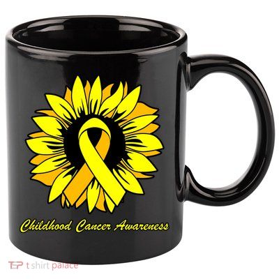 Childhood Cancer Awareness Sunflower Ribbon 11oz C Handle Ceramic Mug